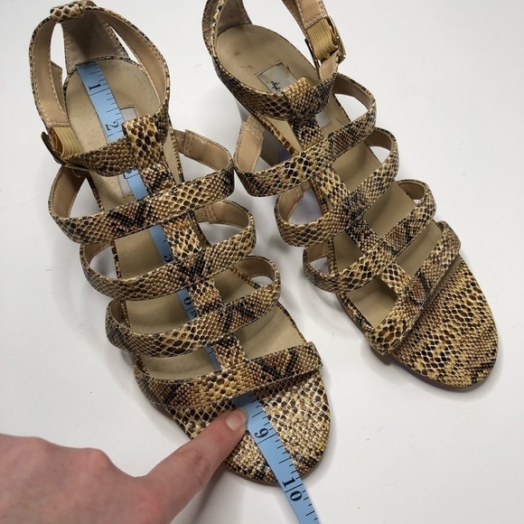 NEW Hot in Hollywood Tan Taupe Snake Skin Gladiator Strappy Ankle Sandals Shoes - Picture 14 of 14